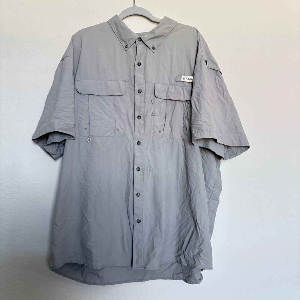 Magellan Outdoors Grey Fish Gear Fishing Shirt 3XL Vented Button Nylon GORPCORE